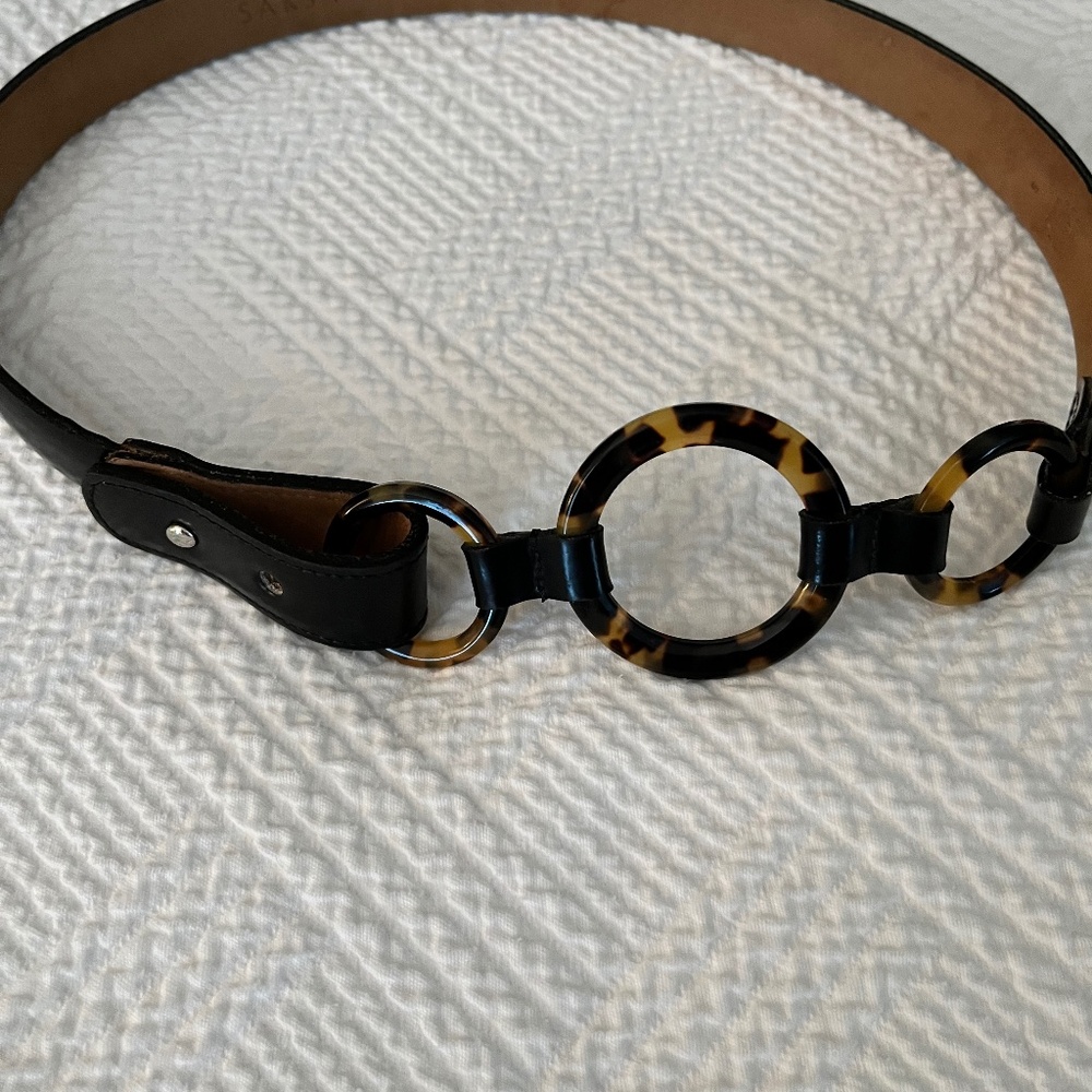 Saks black leather belt